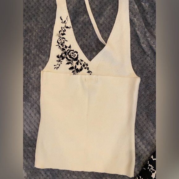 NWT Cute Gap black and white floral capri and halter top set SzS top s8 capri - Picture 10 of 14